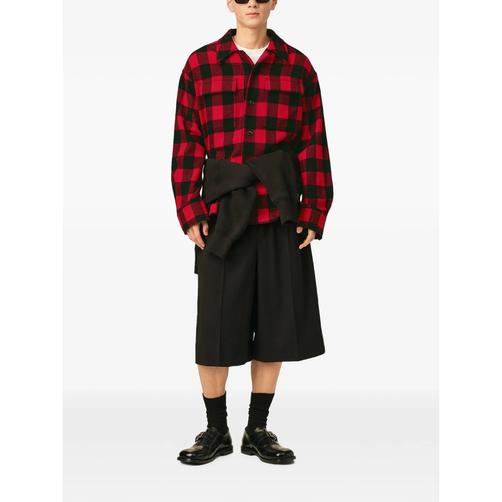 Wide Checkered Wool Overshirt