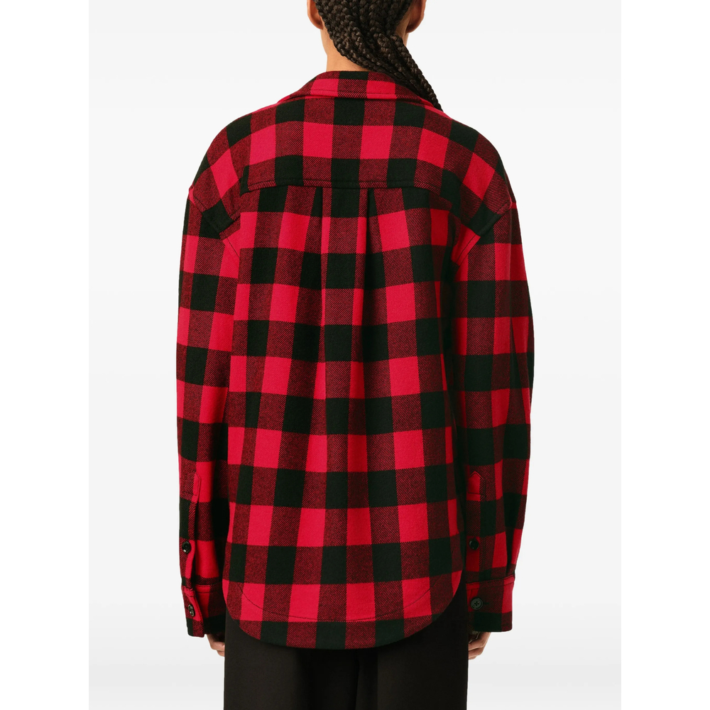 Wide Checkered Wool Overshirt