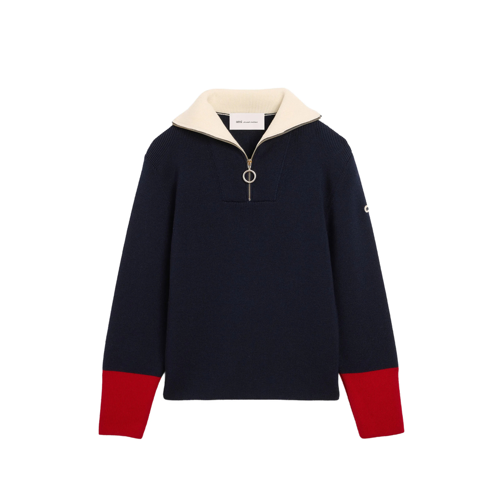 Ami Paris Zipped Collar Wool Sweater