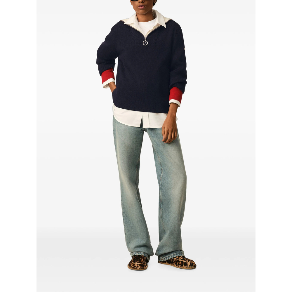 Blue Zipped-Collar Sweater