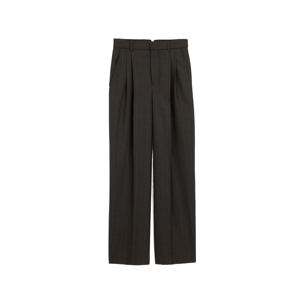 Ami Paris High-waisted Wide-leg Striped Wool Trousers
