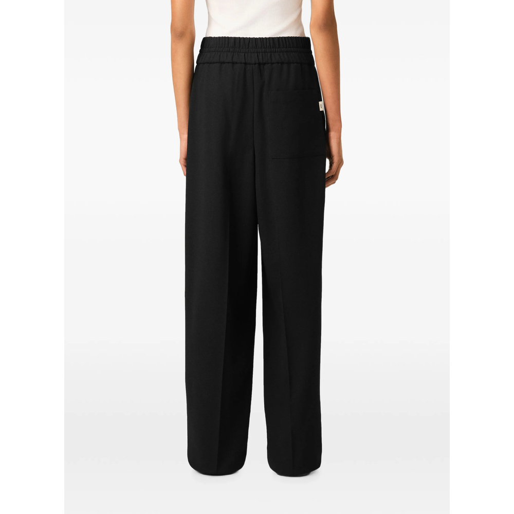 Black Elasticated-Waist Wool