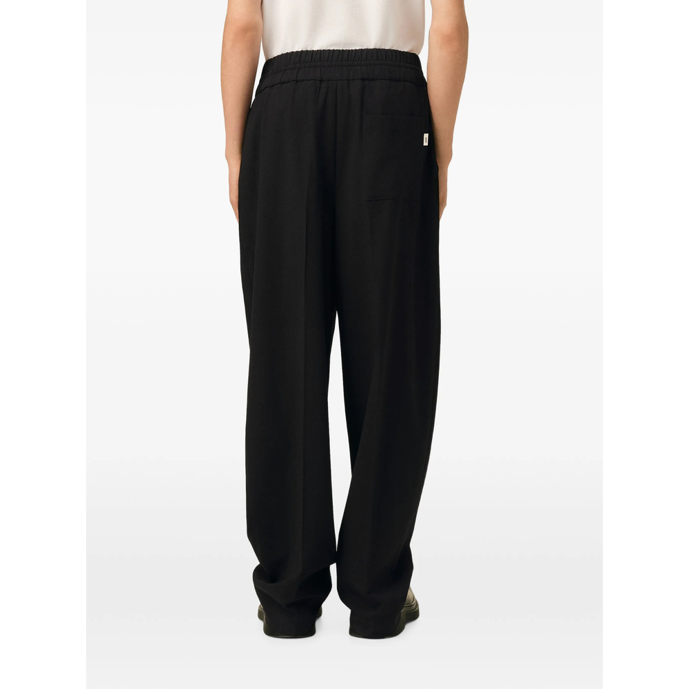 Black Elasticated-Waist Wool