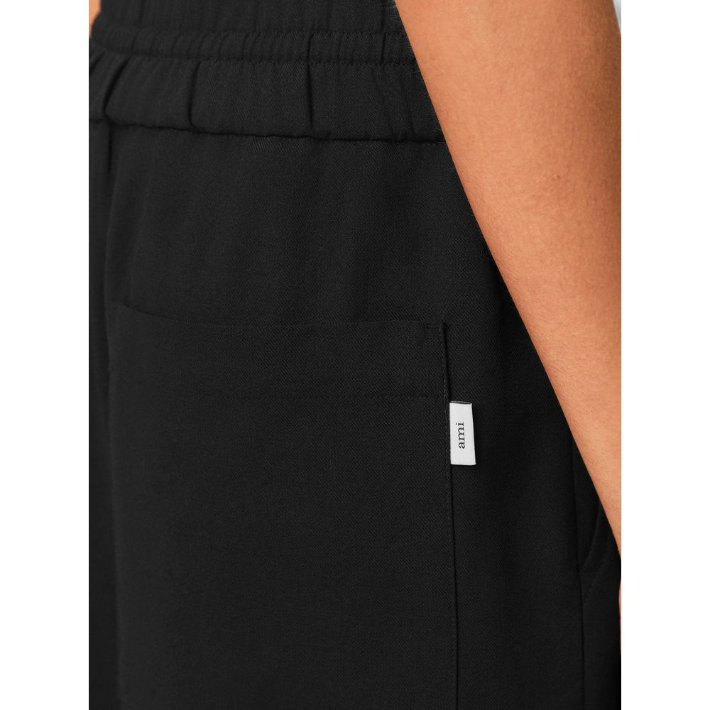 Black Elasticated-Waist Wool