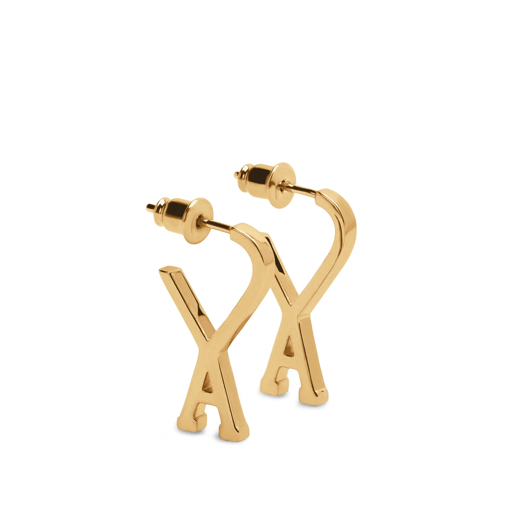 Ami Paris Brass Small Ami De Coeur Hoops
