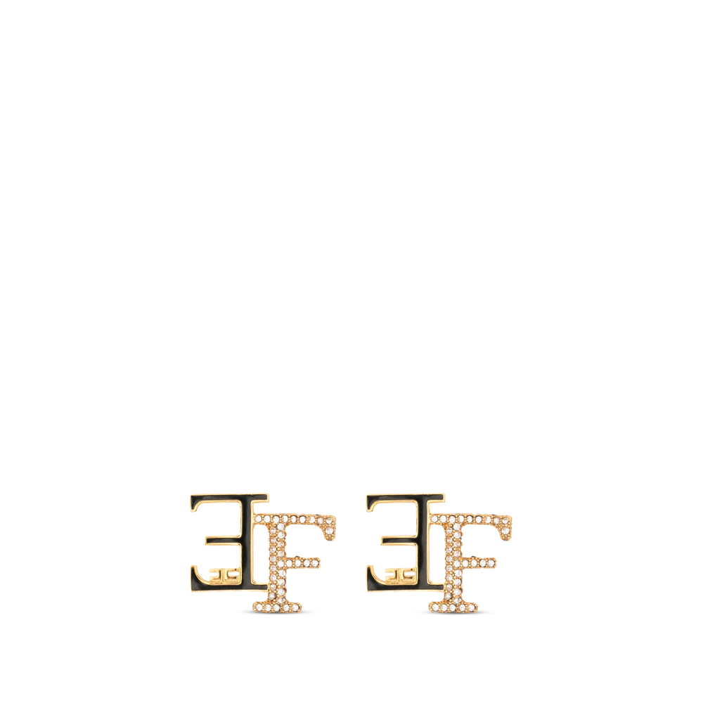 Elisabetta Franchi Logo-plaque Crystal-embellished Earrings
