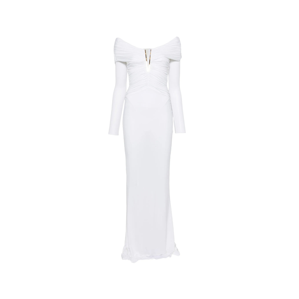Elisabetta Franchi Off-the-shoulder Ruched Maxi Dress