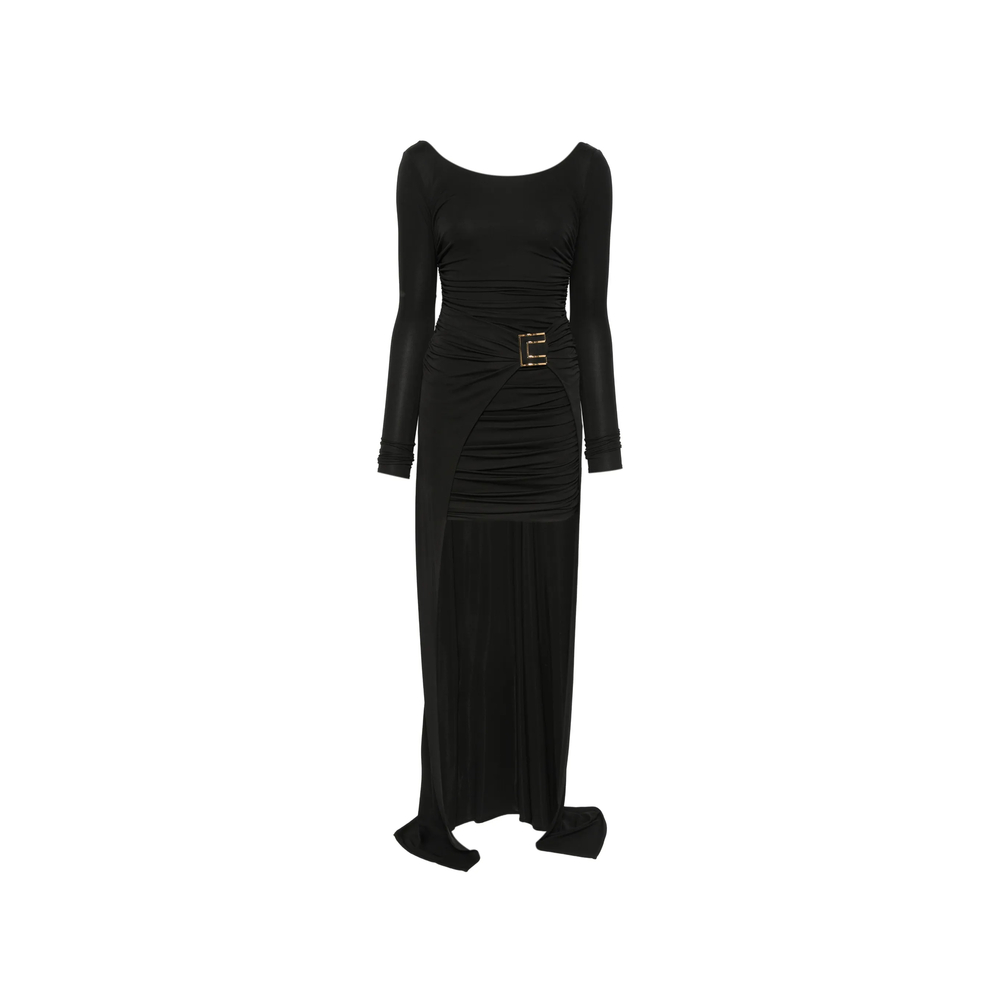 Elisabetta Franchi Ruched Logo-buckle Asymmetric Dress