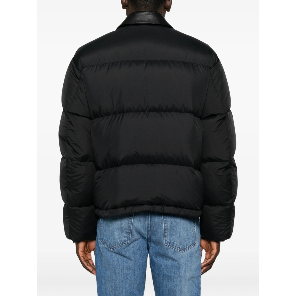 Quilted Leather-Collar Jacket