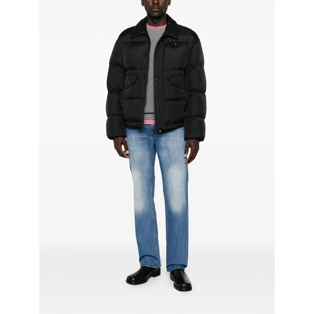 Quilted Leather-Collar Jacket