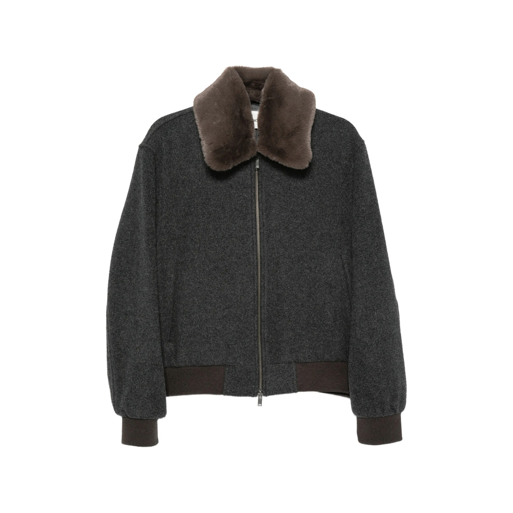 Faux Fur-Collar Bomber Jacket