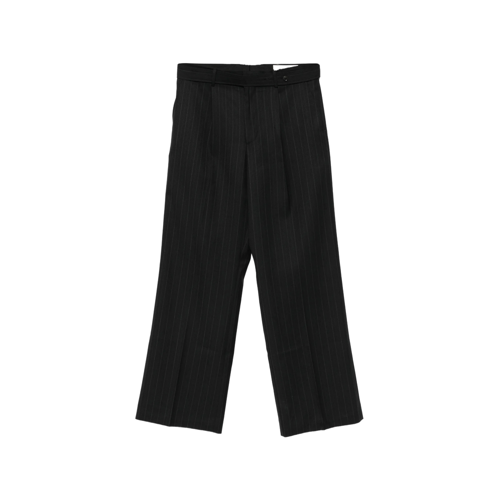 Pinstripe-Pattern Belted Trousers