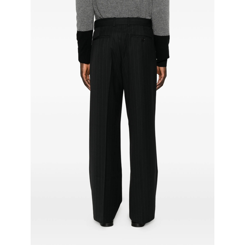 Pinstripe-Pattern Belted Trousers