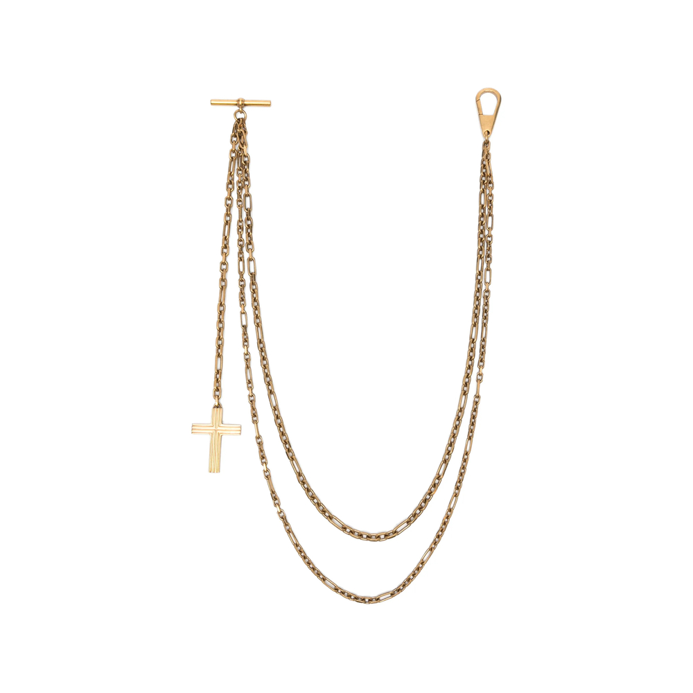 Khaite Cross-pendant Layered-chain Keyring