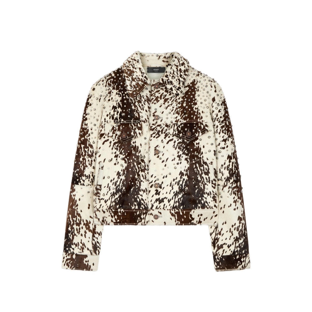 Cowhide Embellished Trucker Jacket