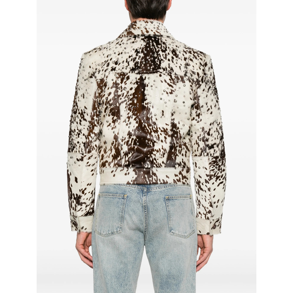 Cowhide Embellished Trucker Jacket