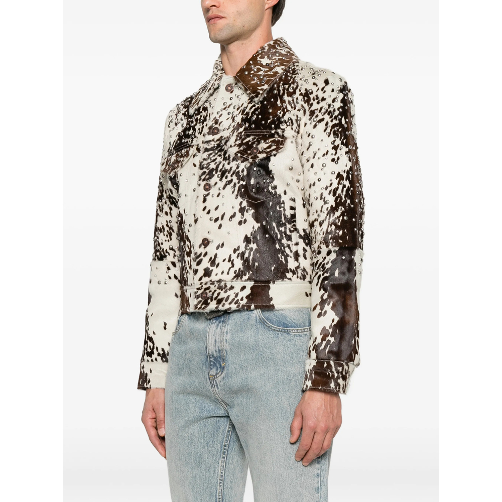 Cowhide Embellished Trucker Jacket