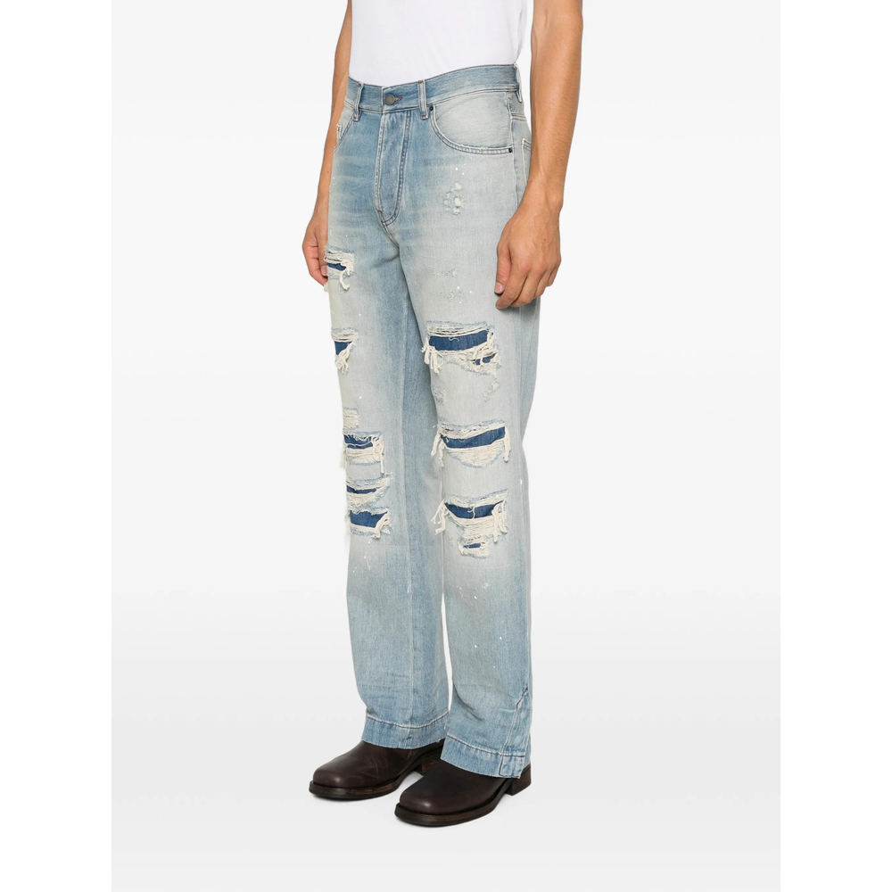 Distressed Paint-Splatter Jeans