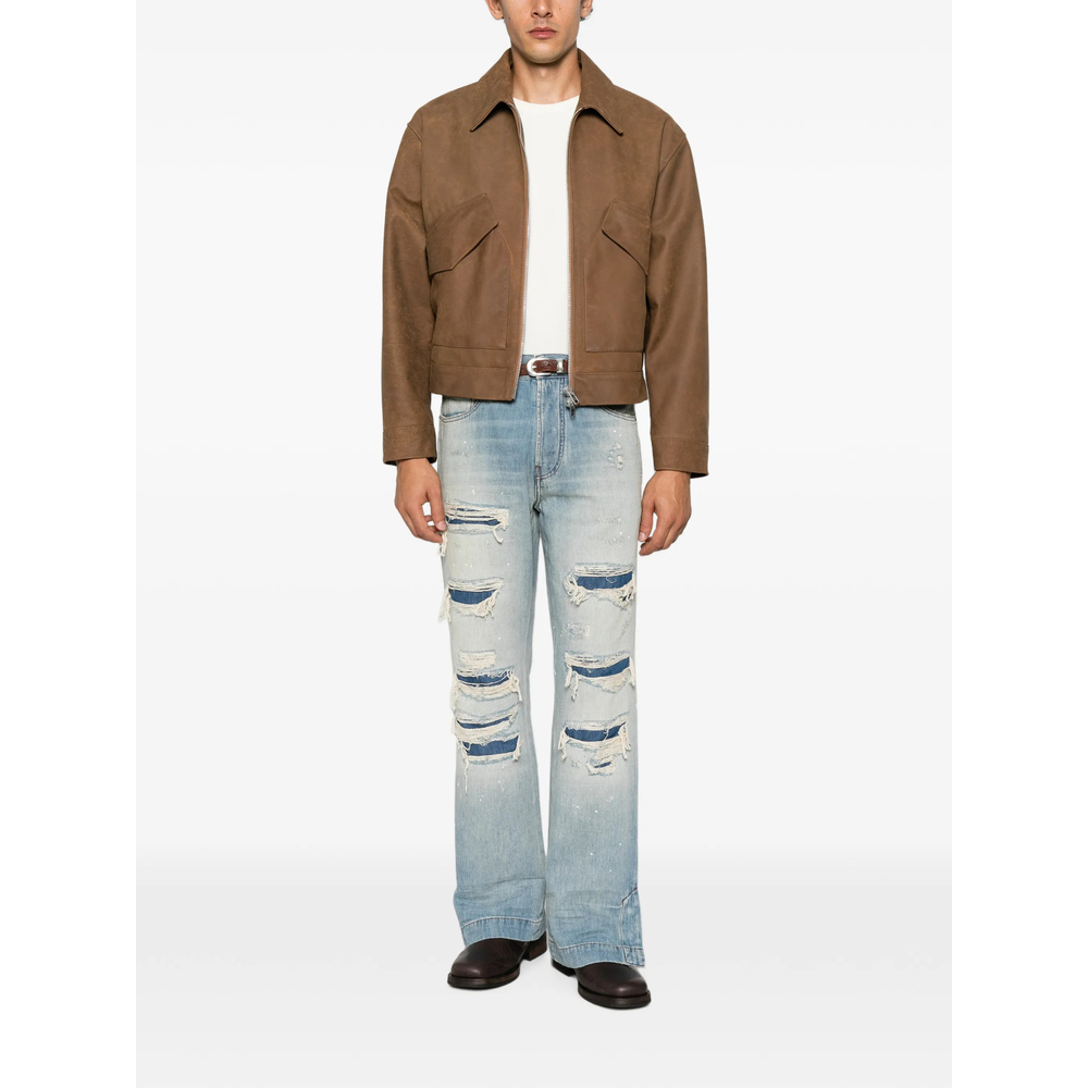 Distressed Paint-Splatter Jeans