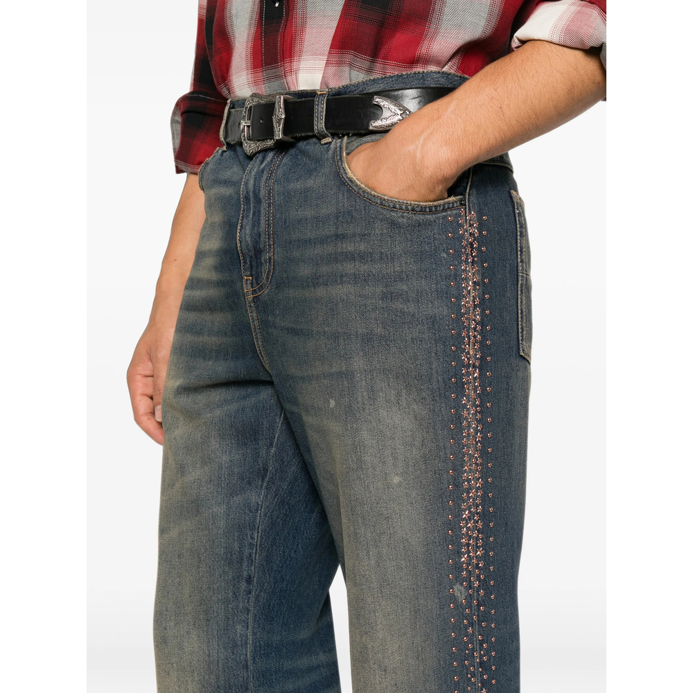 Stud-Embellished Flared Jeans