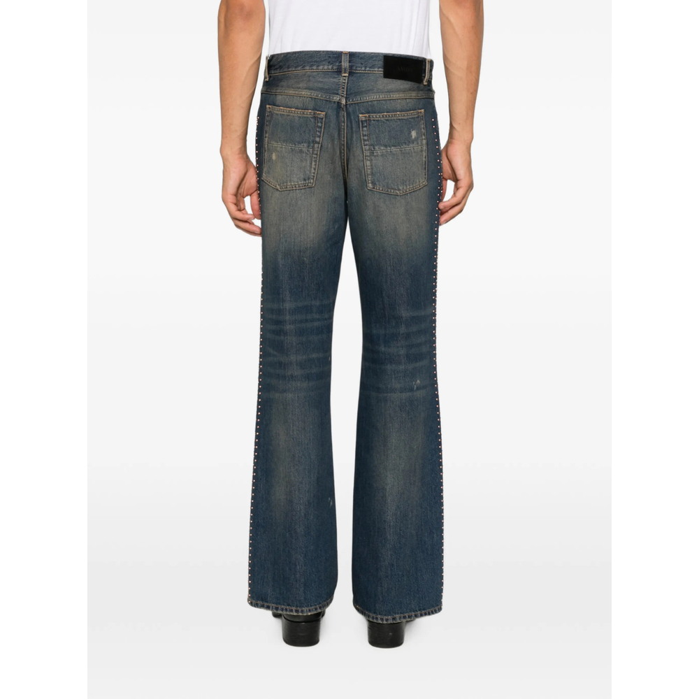 Stud-Embellished Flared Jeans
