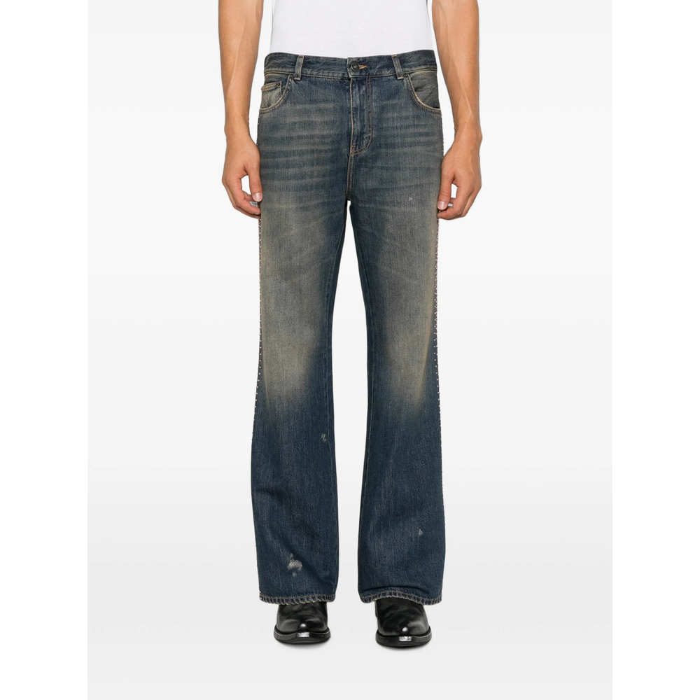 Stud-Embellished Flared Jeans