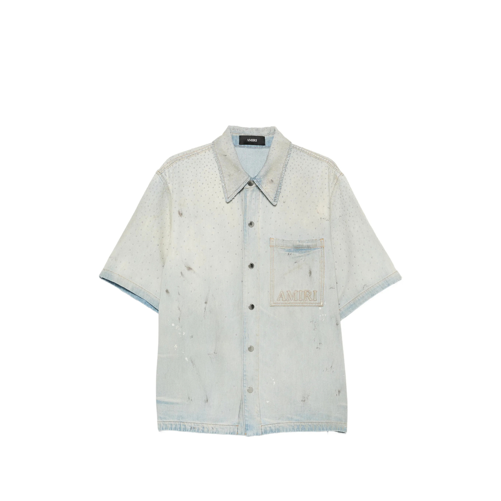 Amiri Crystal-embellished Logo-patch Shirt