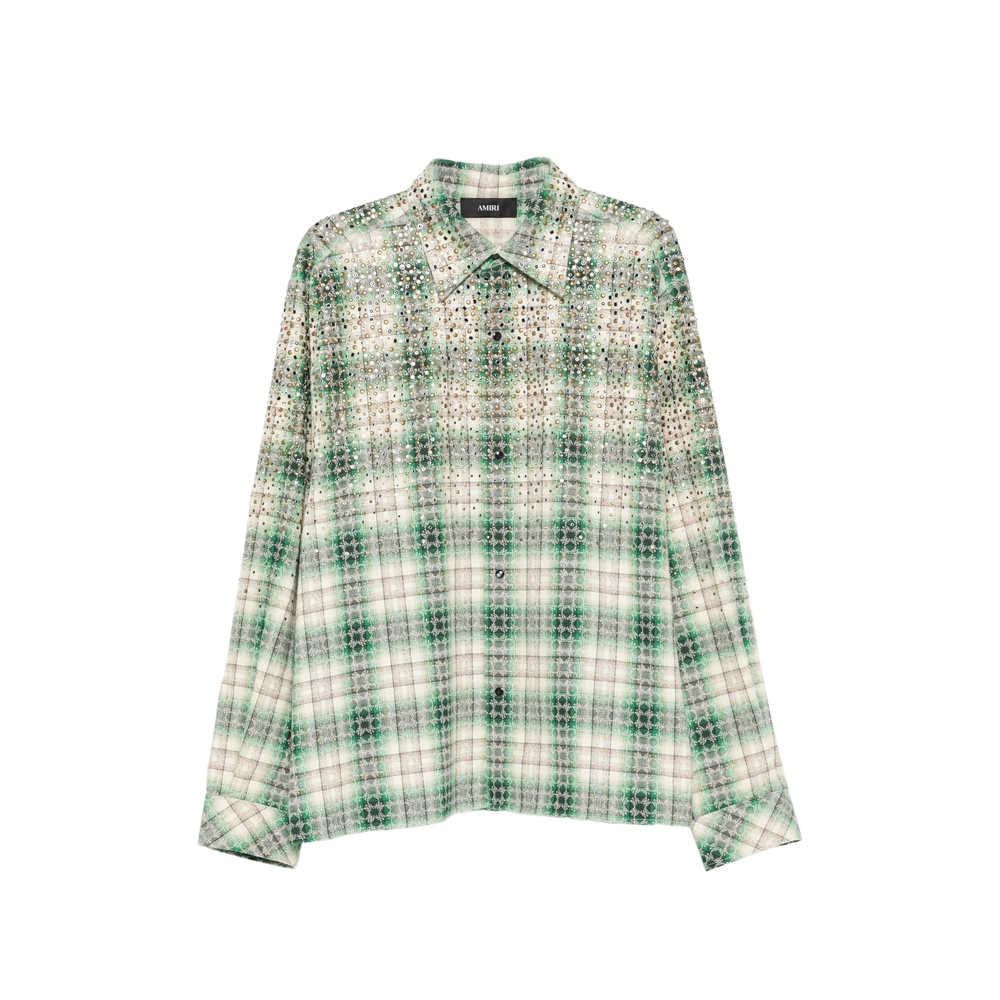 Amiri Check Crystal-embellished Shirt