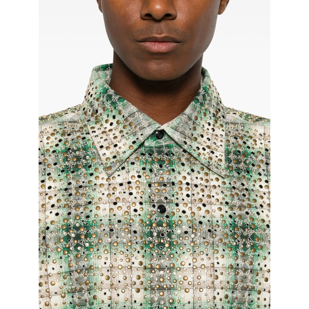 Stud-Embellished Checked Shirt