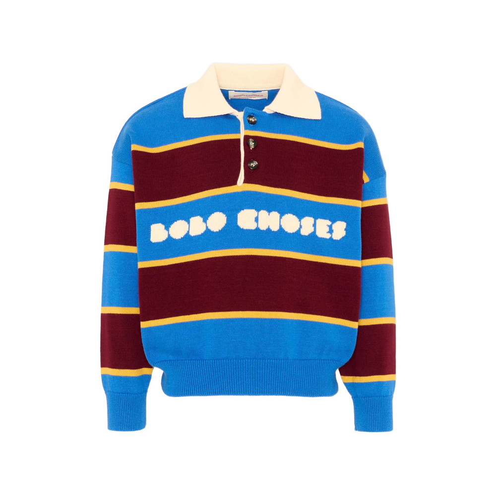 Bobo Choses Striped Polo-collar Sweater