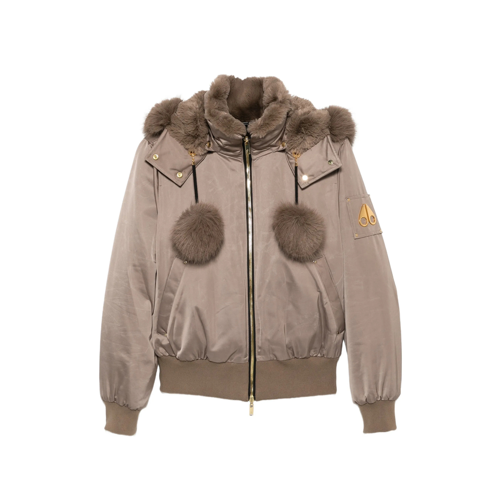 Moose Knuckles Zip-fastening Hooded Bomber Jacket In Neutrals