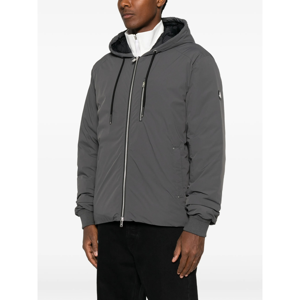 Drawstring-Hooded Logo-Patch Jacket