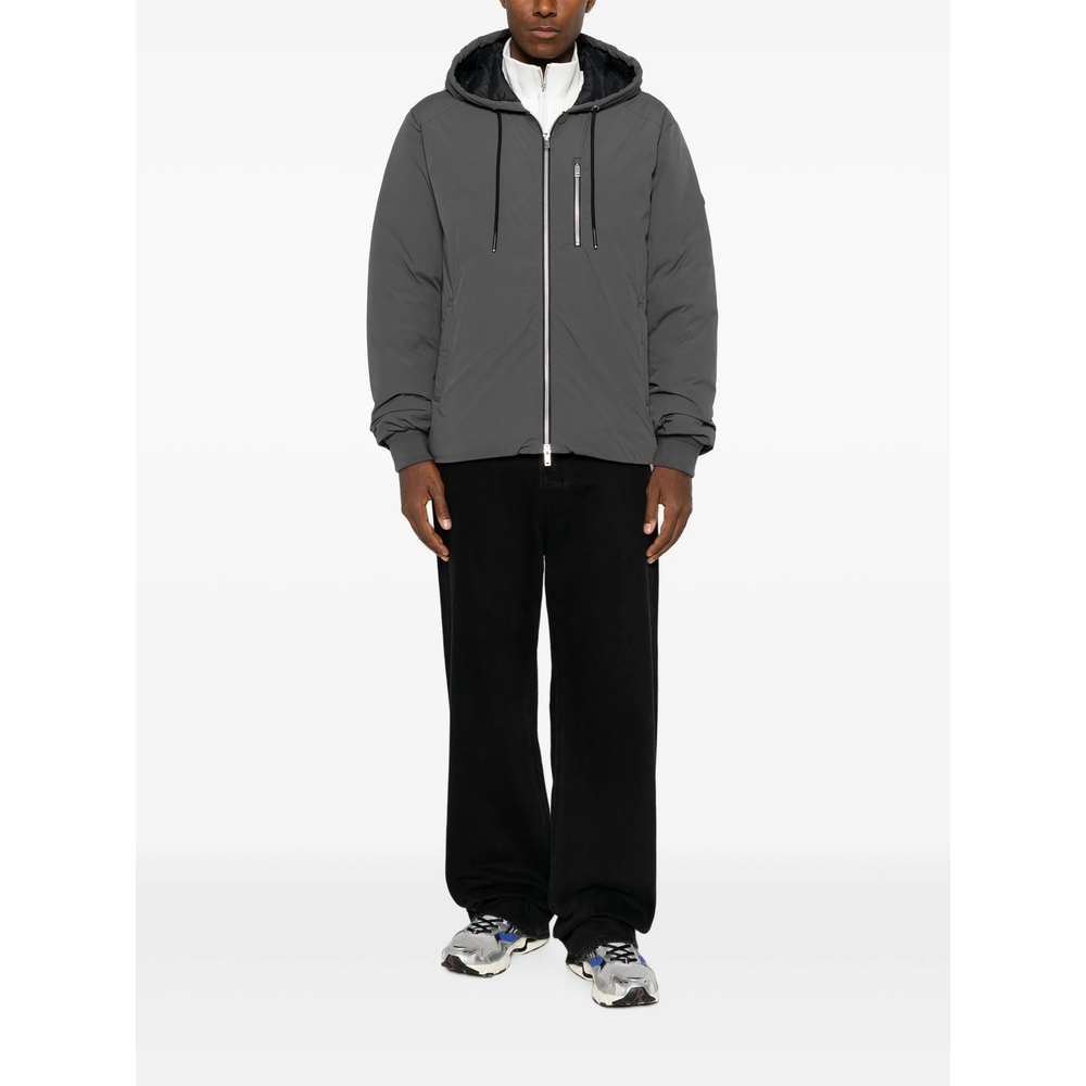 Drawstring-Hooded Logo-Patch Jacket