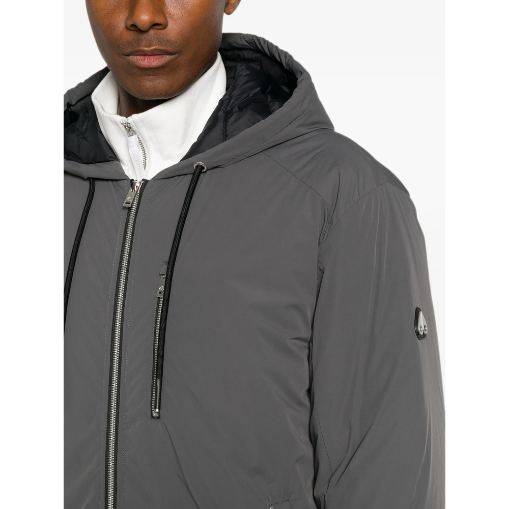 Drawstring-Hooded Logo-Patch Jacket