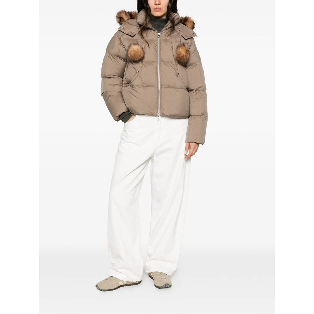 Pom-Pom Trim Puffer Jacket