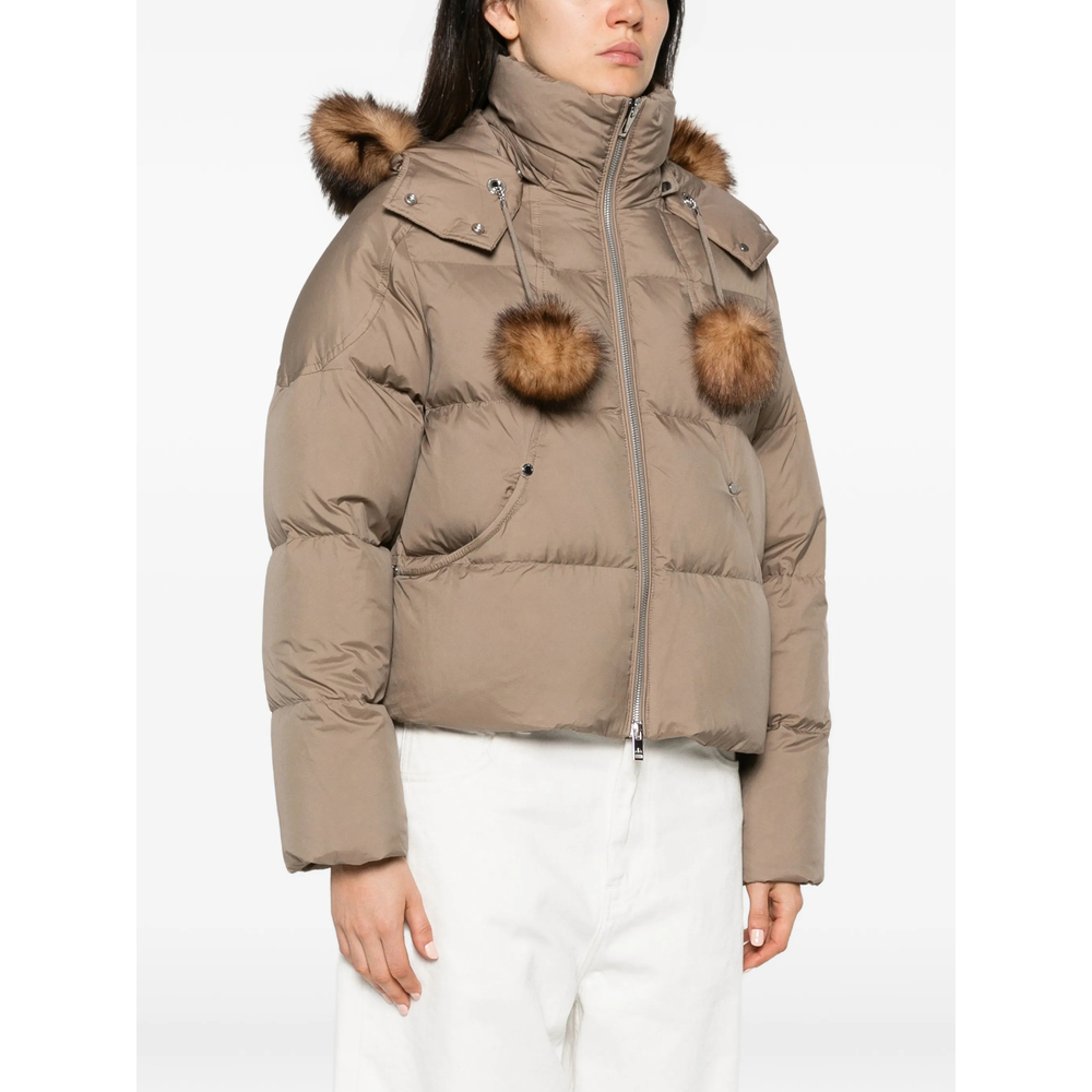 Pom-Pom Trim Puffer Jacket