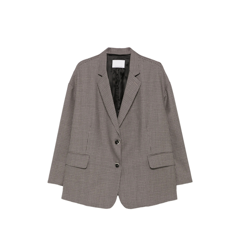 Houndstooth-Pattern Oversized Jacket