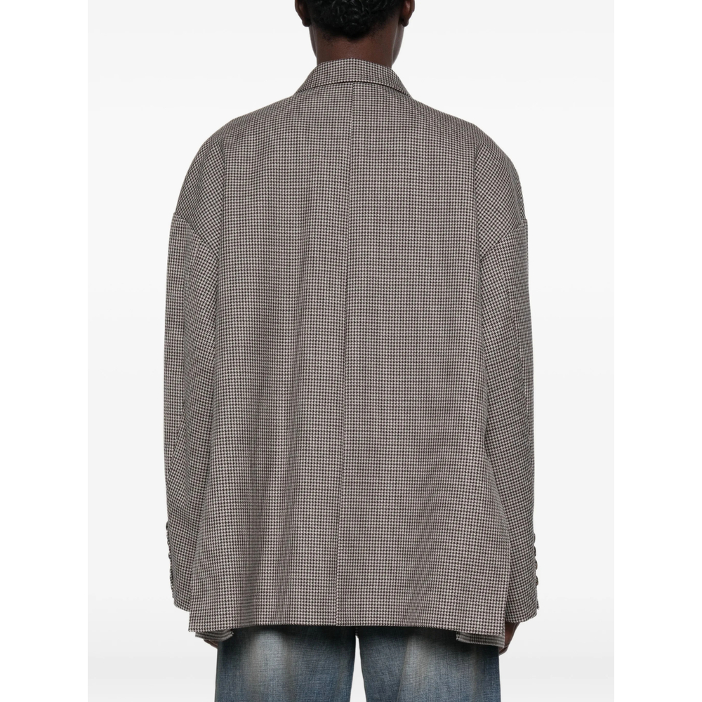 Houndstooth-Pattern Oversized Jacket