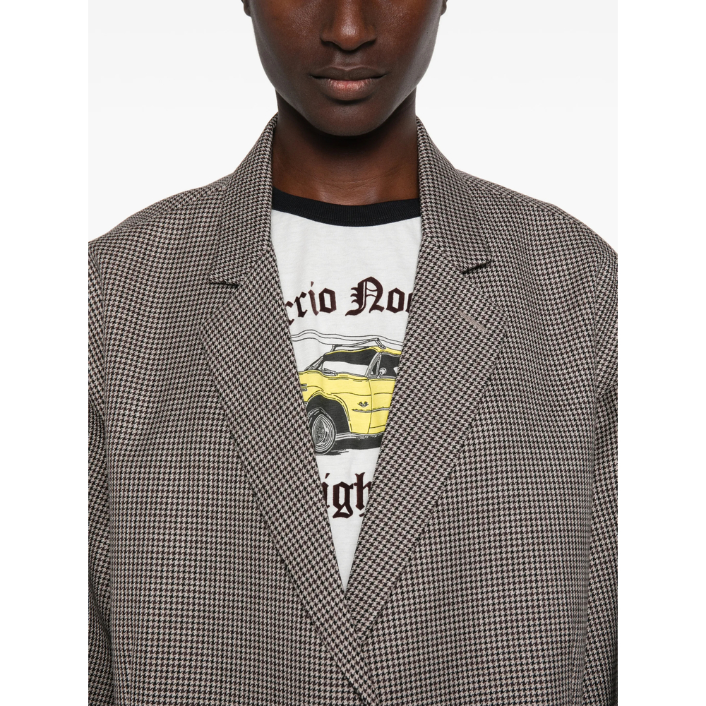 Houndstooth-Pattern Oversized Jacket