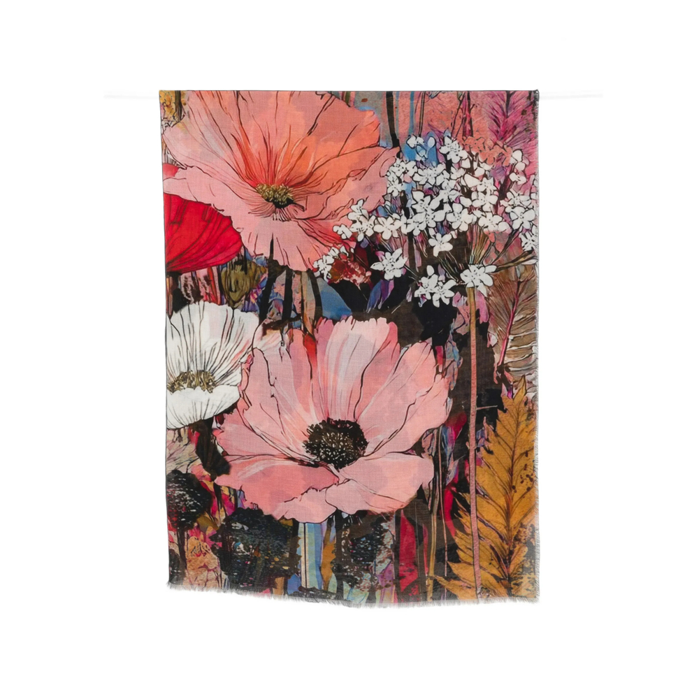 D'aniello Floral-print Leopard-pattern Scarf In Pink