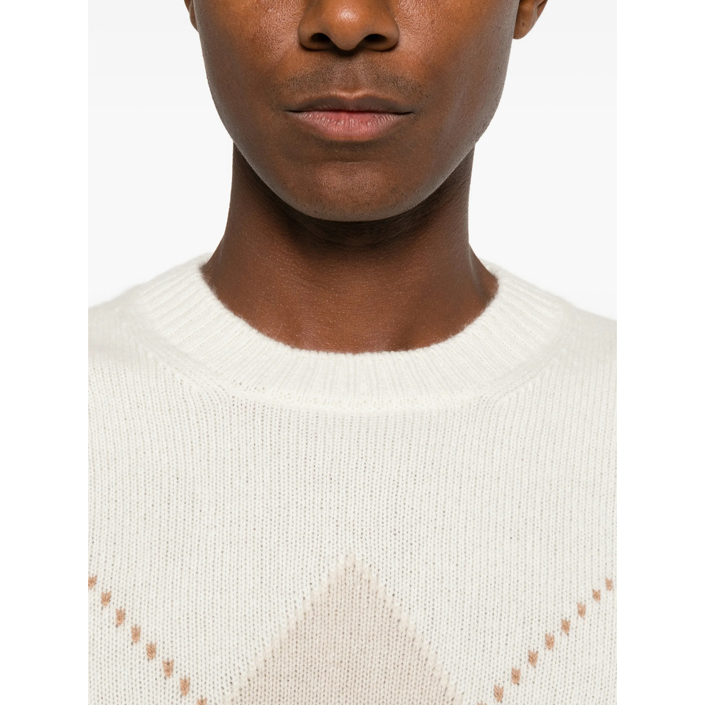 Argyle-Pattern Crew Neck Sweater