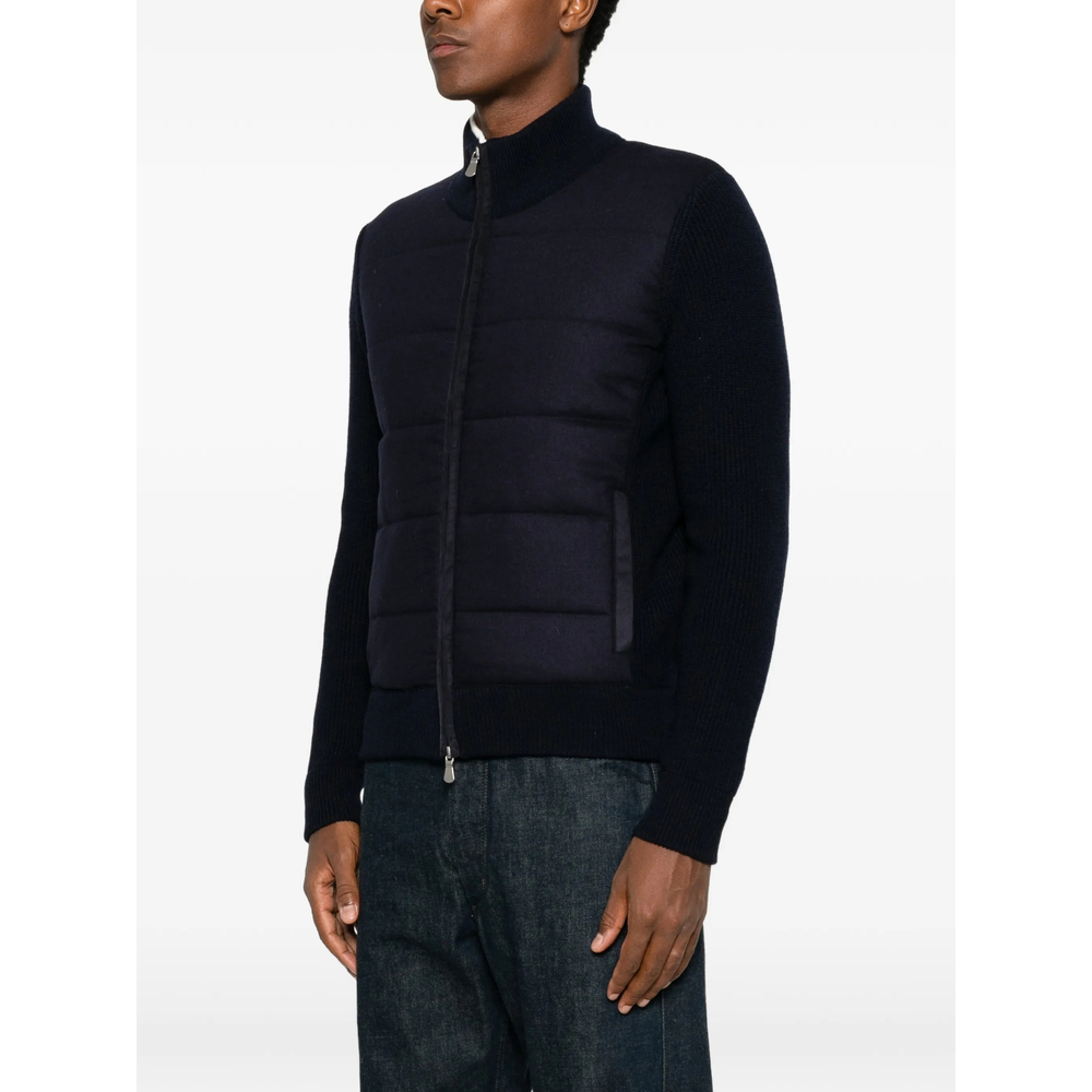 Padded-Panel Ribbed-Knit Jacket