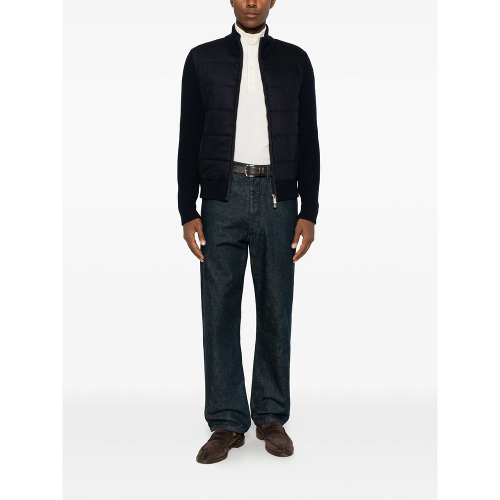 Padded-Panel Ribbed-Knit Jacket