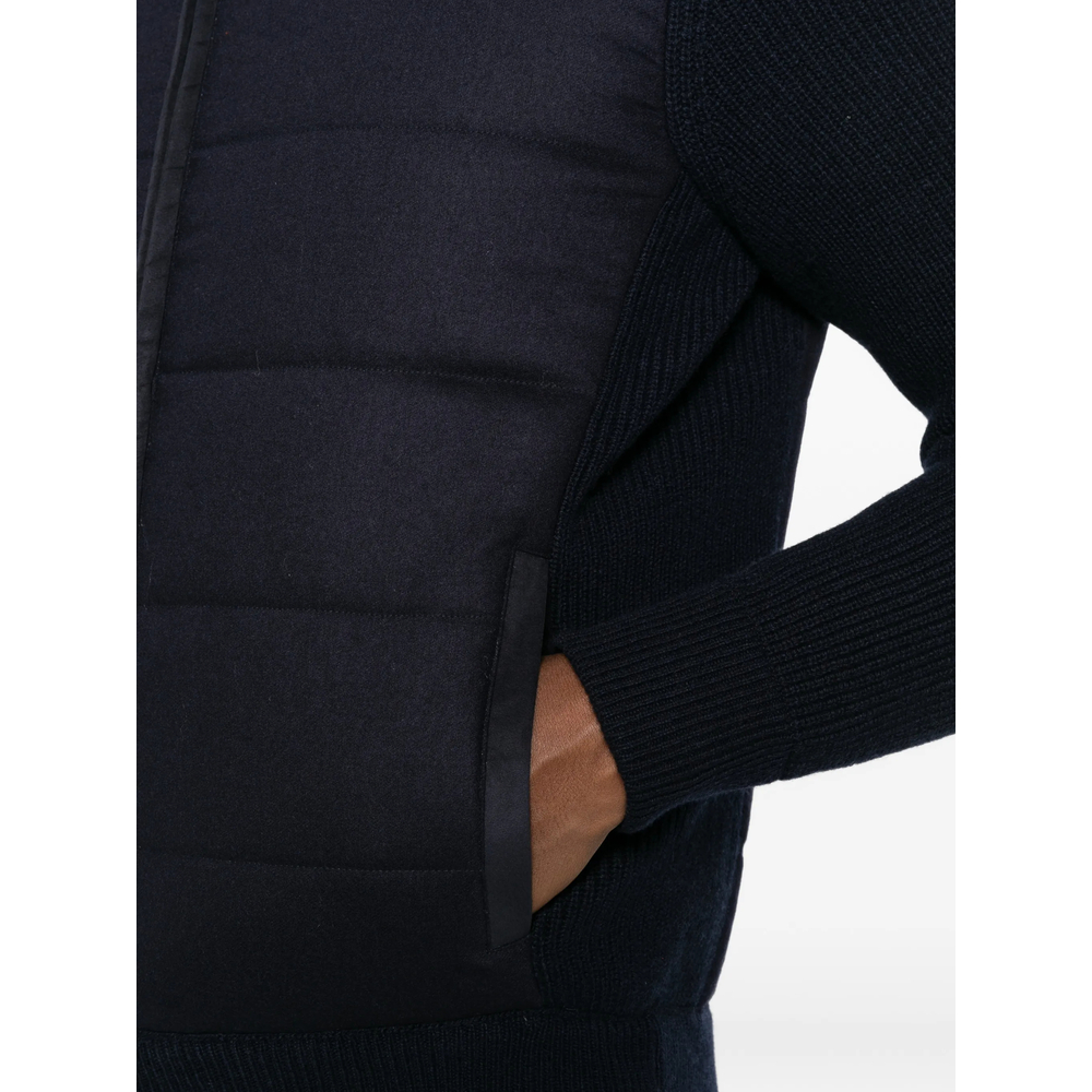 Padded-Panel Ribbed-Knit Jacket