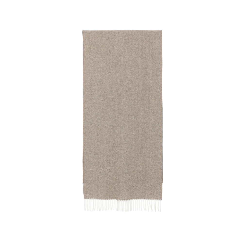 La Fileria Herringbone-pattern Fringed Scarf
