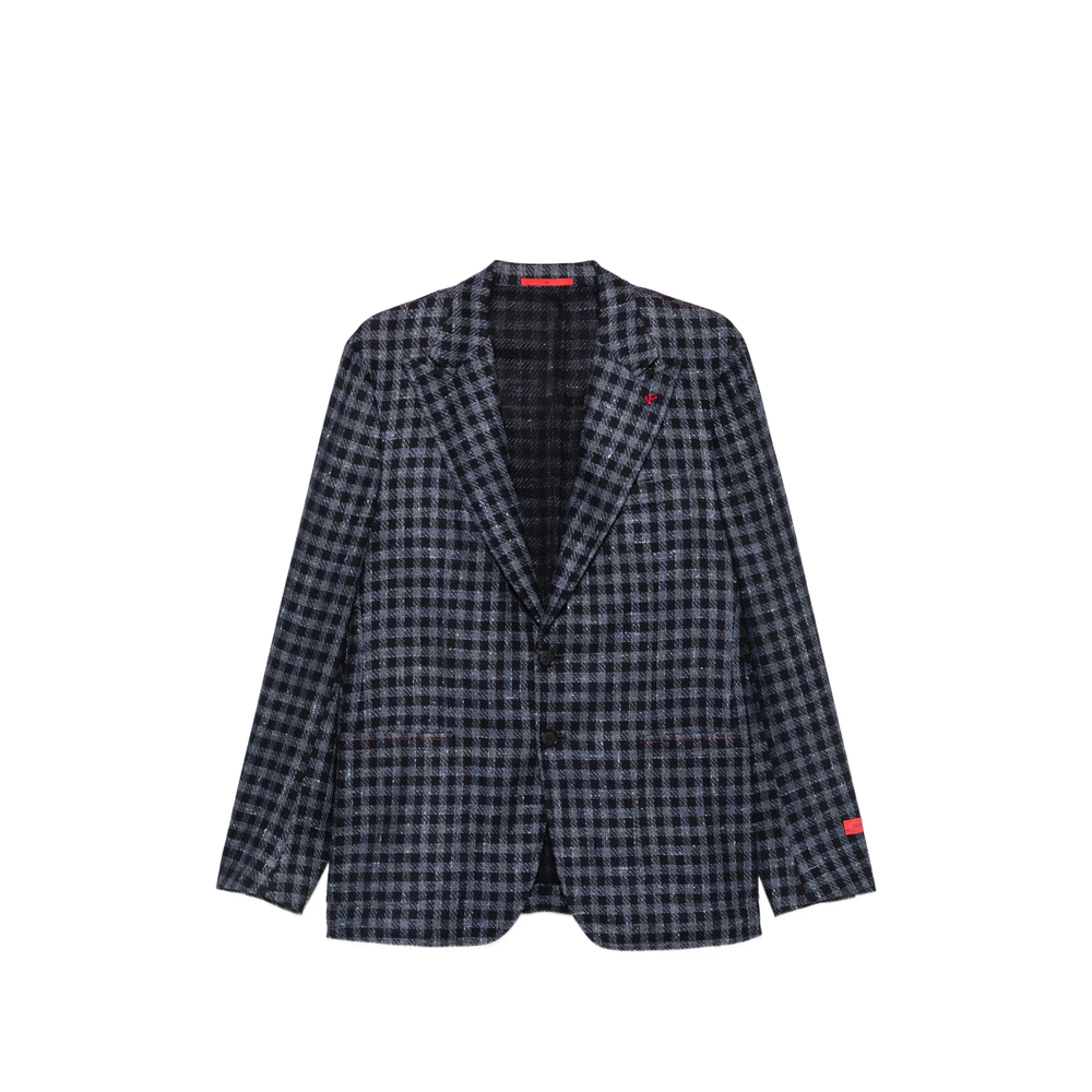 Isaia Gingham-check Notched-lapel Blazer