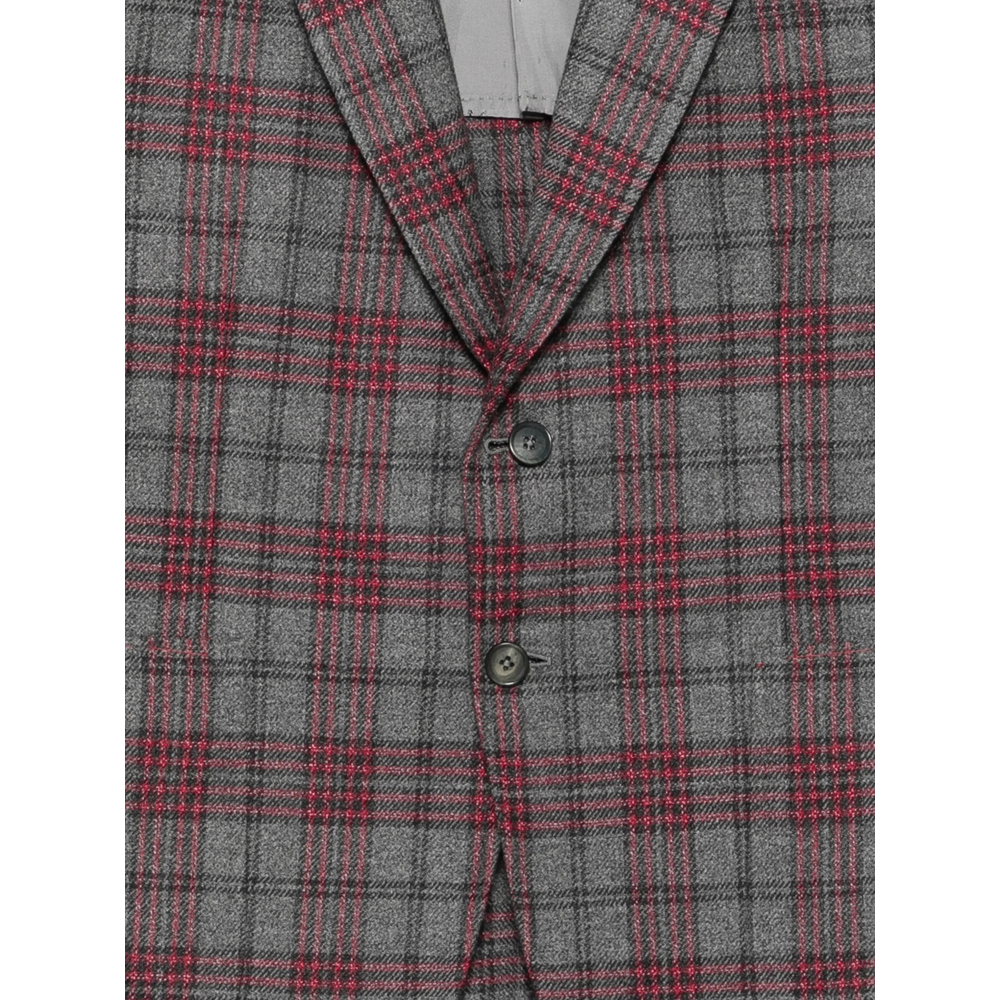 Check-Pattern Notch-Lapel Blazer