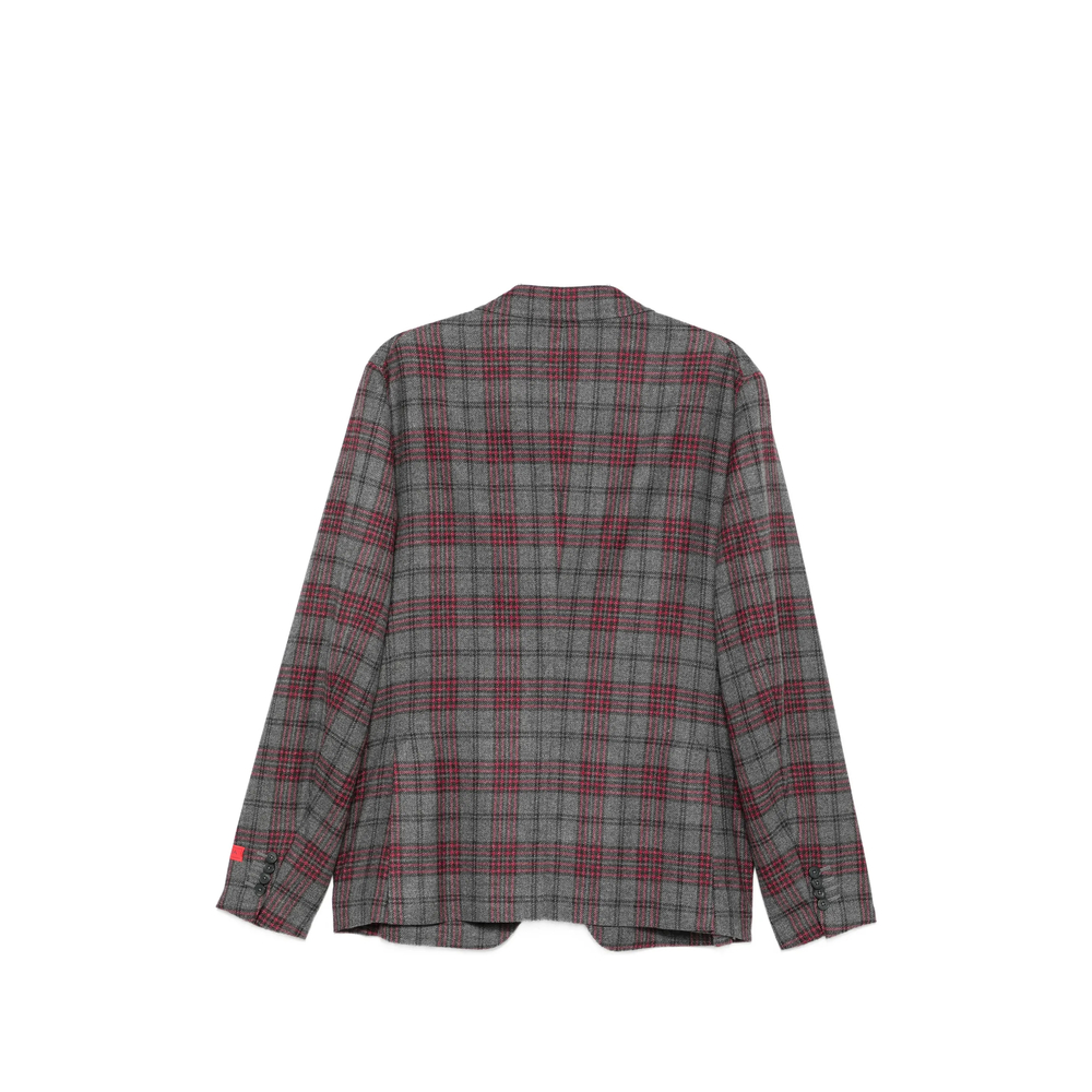 Check-Pattern Notch-Lapel Blazer
