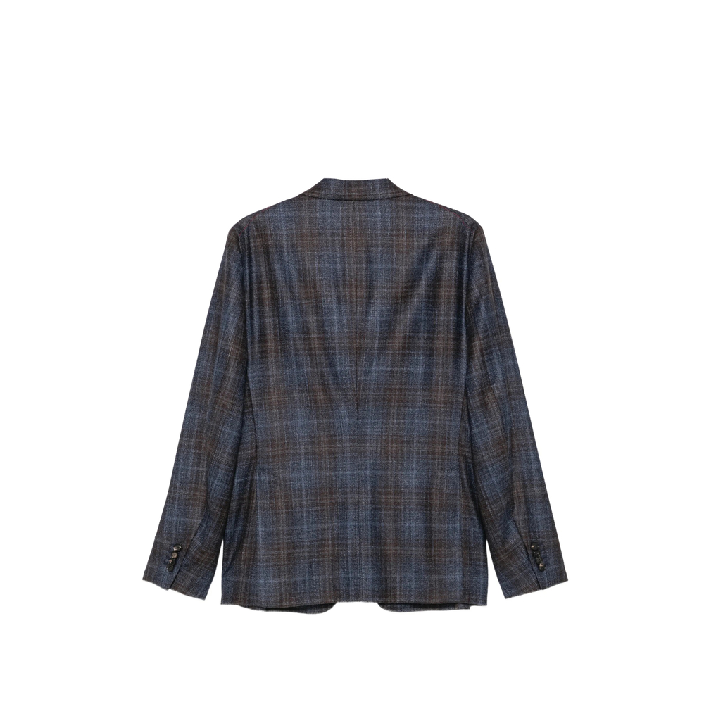 Check-Pattern Single-Breasted Blazer