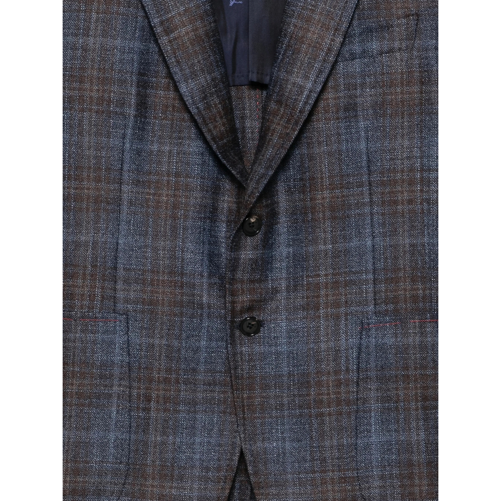 Check-Pattern Single-Breasted Blazer